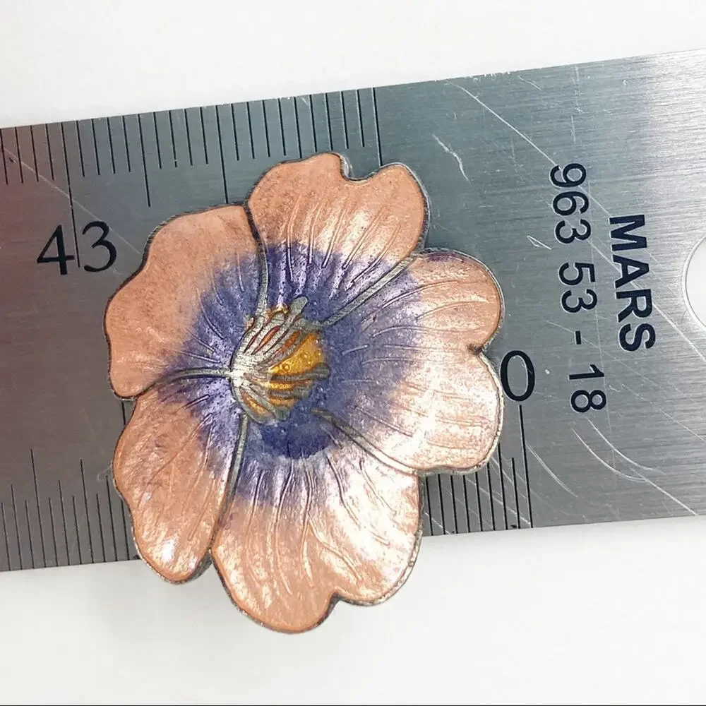 Vintage Enameled Flower Clip On Earrings